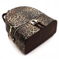 LE1062W-BROWN LEOPARD PU LEATHER MEDIUM BACKPACK WITH MATCHING WALLET